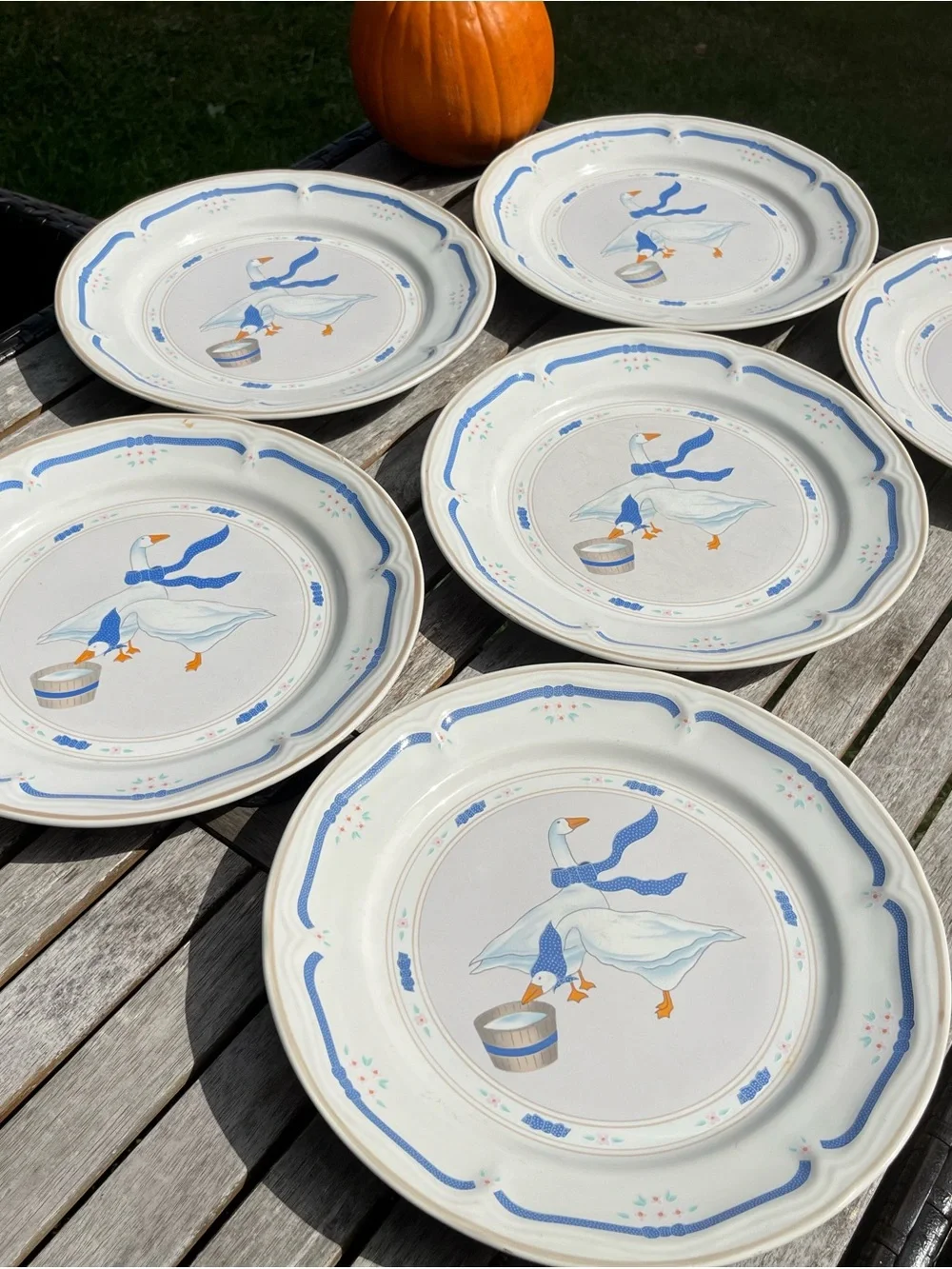 Set of 6 Newcor Geese Dinner Plates